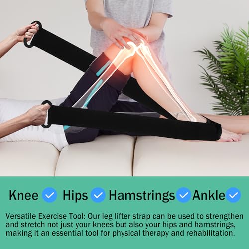 knee replacement recovery aids kit - leg lifter strap elastic exercise bands for knee hips hamstrings
