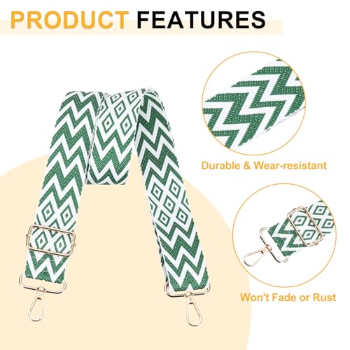 Image of PATIKIL 55in Purse Straps Replacement Crossbody, Bag Straps Crossbody Universal Adjustable Canvas Bohemian for Purses Handbags Guitar, Dark Green