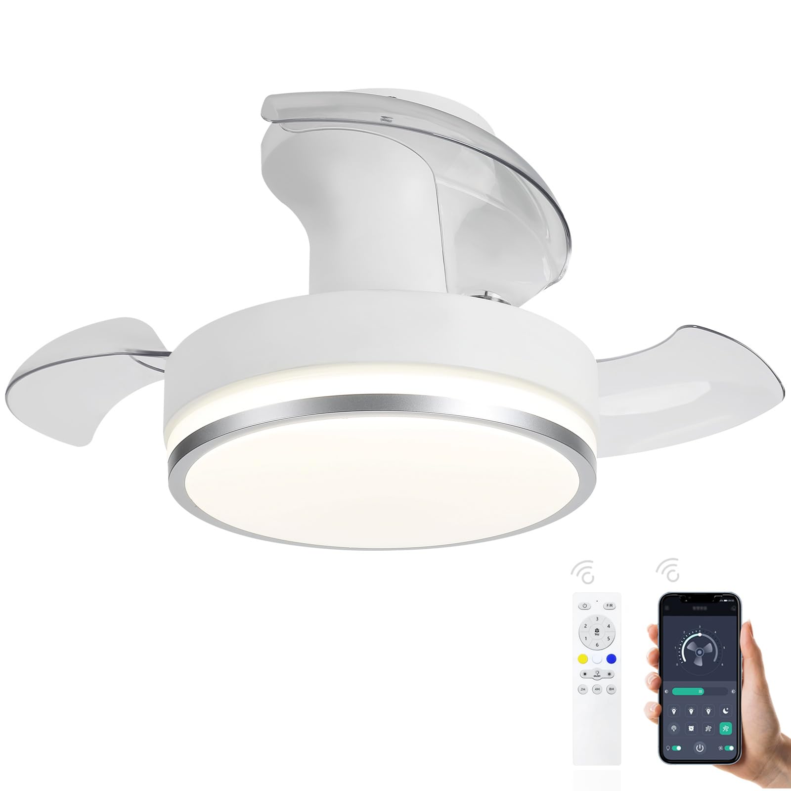 Ventilatori A Soffitto Con Illuminazione, Dimmerabile Comando Distanza, Velocità Vento Dimmerabile, 40W Moderno Soffitto LED Tranquilla Luce Lampada A Sospensione Ventilatore Soggiorno Lampada