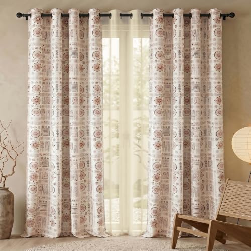 Image of Story@Home Cotton Linen Curtains for Semi Long Door, Combo Set of 3 Curtains 8 Feet Long, Room Darkening Curtains with Tie Back (116 X 242 Cm | Mustard Yellow & Brown)