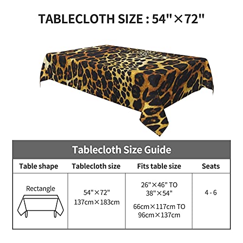 Blublu Rectangle 4-6 Seats Table Cloth, Oil-Proof Spill-Proof Decorative Microfiber Table Cover For Kitchen Dining, Party, Holiday, Christmas, Buffet Leopard Print #TOP2