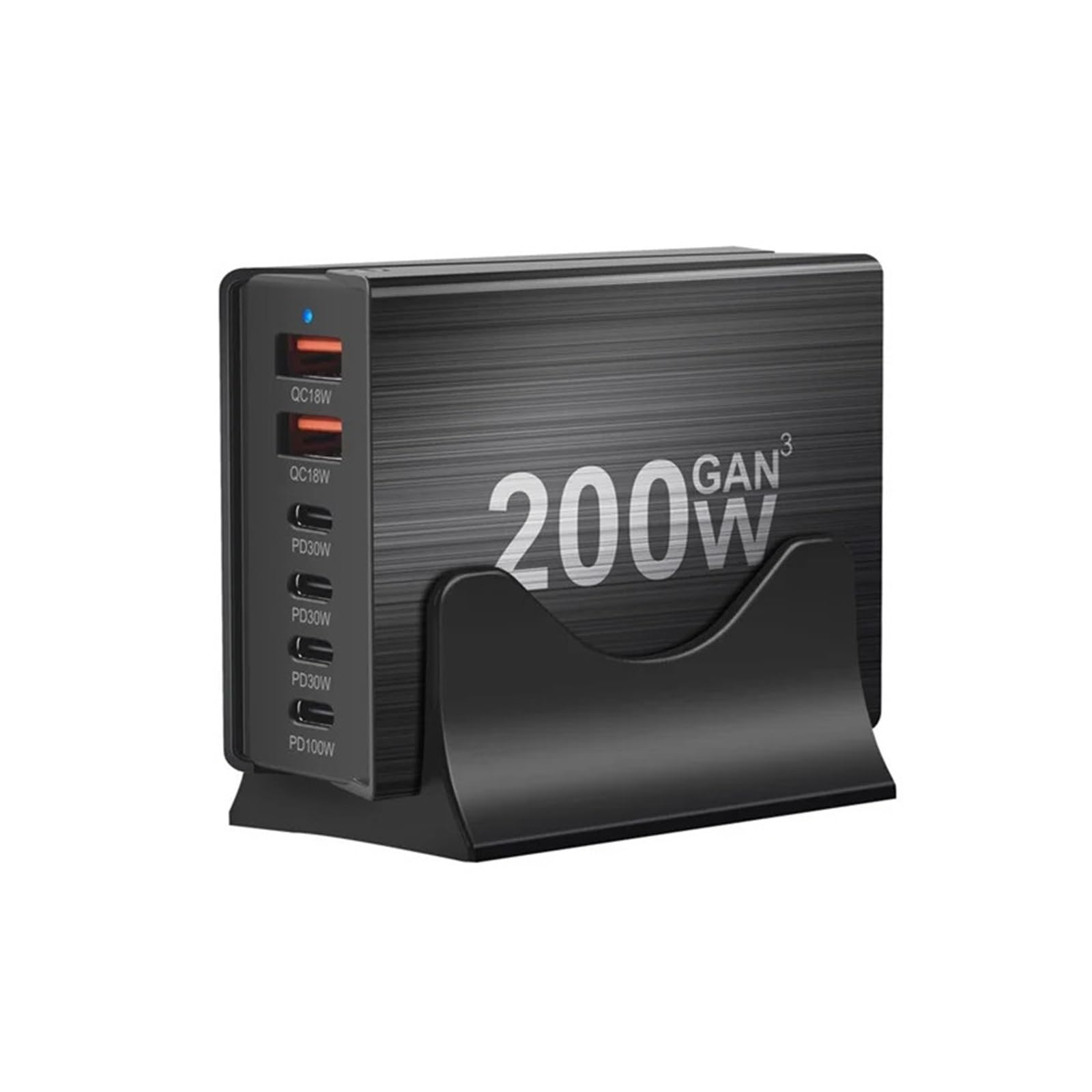 Szybka Ładowarka USB Typu C 200 W 2A4C 6-portowa Stacja Ładująca Hub, Kompaktowa GaN Zasilacz