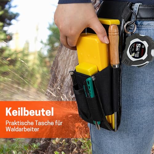 YARDMARIS Keiltasche, verstellbare Gürtel Holzfällertasche, für Alu- und Kunststoffkeile, Robuste Forsttasche für Werkzeuge zum Fällen von Bäumen(Schwarz)