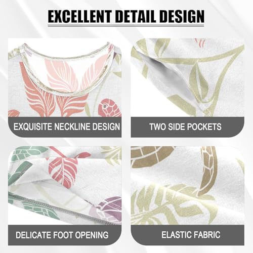 senya Short Sleeve Pajamas Sets Summer Cotton Sleepwear Multicolor Turtles and Tropical Leaves4