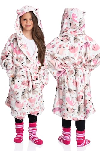 Mad Dog Fleece Kids Robe, Hooded Long Bathrobe, Plush Boys Girls Children & Toddlers Bath robes for Indoor Activities2