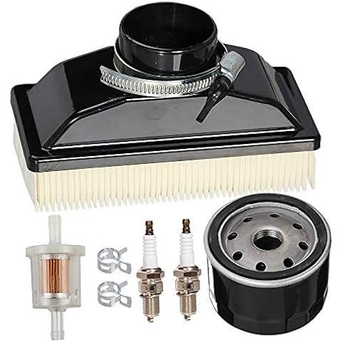 Carkio Air Filter Oil Filter Spark Plug Fuel Filter Tune Up kit Compatible with Kawasaki FR541V FR600V 4-Cycle Engines 11013-0727 11013-7050 99999-0383 Lawn Mower Cover