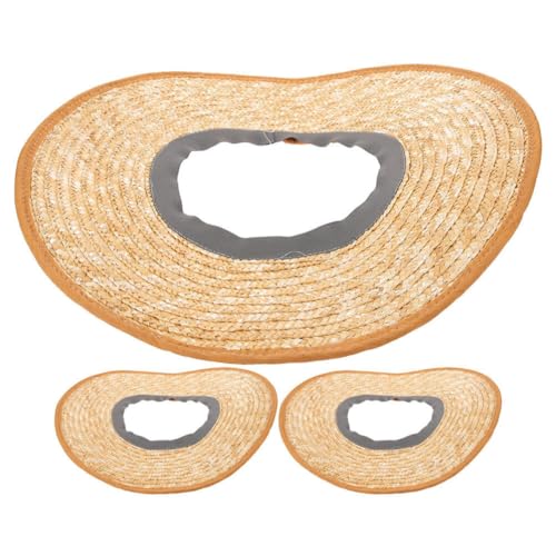 SOLUSTRE Hard Hat Sun Shade Visor 3pcs Straw Woven Full Brim Sun Shade Extension Protection Construction Hat Open Top Sombrero Hat Shield Accessories for Workers 45cm