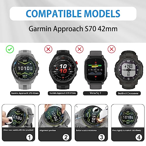 Diruite 4-Pack Screen Protector for Garmin Approach S70 42mm Tempered Glass Screen Protector - Image 2