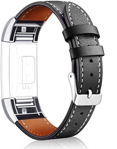 AISPORTS Compatible with Fitbit Charge 2 Strap for Women Men, Fitbit Charge 2 Strap Leather Soft Breathable Sport Wristband Metal Buckle Bracelet Replacement Strap for Fitbit Charge 2 Fitness Tracker