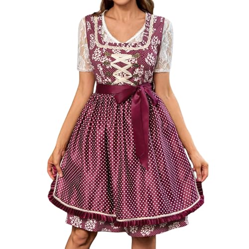 Robe Dirndl pour femme avec chemisier de qualité et tablier fleuri raffiné