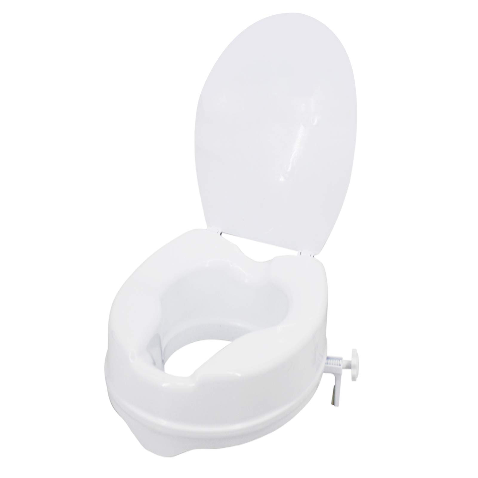 Asiento Elevado para Inodoro, 6 Pulgadas, 300 Libras, Asiento Elevado para Inodoro Resistente con Abrazaderas de Apriete, Blanco la Mayoría de los Inodoros (6 pulgadas con tapa)