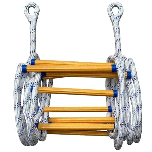 Échelle de Corde Échelle de Secours en Nylon capacité Charge 10 Pieds avec Crochets Corde d'urgence Robuste antidérapante pour Le Sauvetage d'entraînement 'Escalade |.Feu