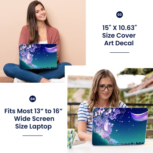 Image of LSS 15 15.6 Inches Laptop Notebook Skin Sticker with 2 Wrist Pads - Reusable Cover Protector Vinyl Sticker Cover Decal Fits 13 inch - 16 inch HP Asus Acer Samsung - Night Floral Pattern