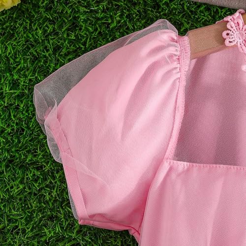 Lmdudan 4-8 Y Girl Dress Puffy Short Sleeve O Neck Girls Pageant Dresses Wedding Gowns Dress with Short Sleeve Girls4