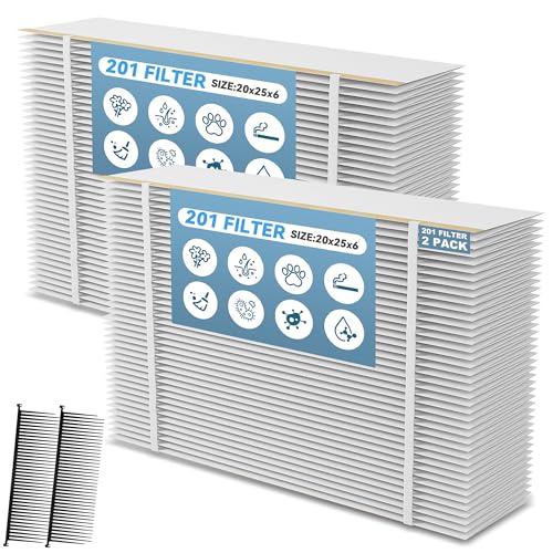 201 Replacement Filter Compatible with Aprilaire 2200 2250 Space Gard 2200 Whole House Air Purifiers and X0445 20x25x6 MERV 10 Air Filter 2Pack + 2Pack Pleat Spacers (Actual Size:20 x 24.2 X 5.8 in)