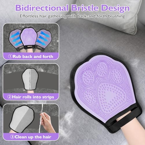 Zivacate Verbesserter 2-in-1 Tierhaarentferner Handschuh, Wiederverwendbarer Elektrostatischer Tierhaarentferner, Doppelseitiger Haarentfernungshandschuh für Haustiere, Kleidung, Sofa - 1 Stück