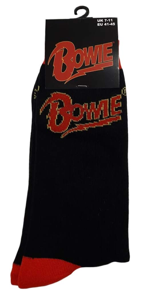 Bowie Men's Black David 'Logo' (Black) Socks (One Size = Uk 7-11)