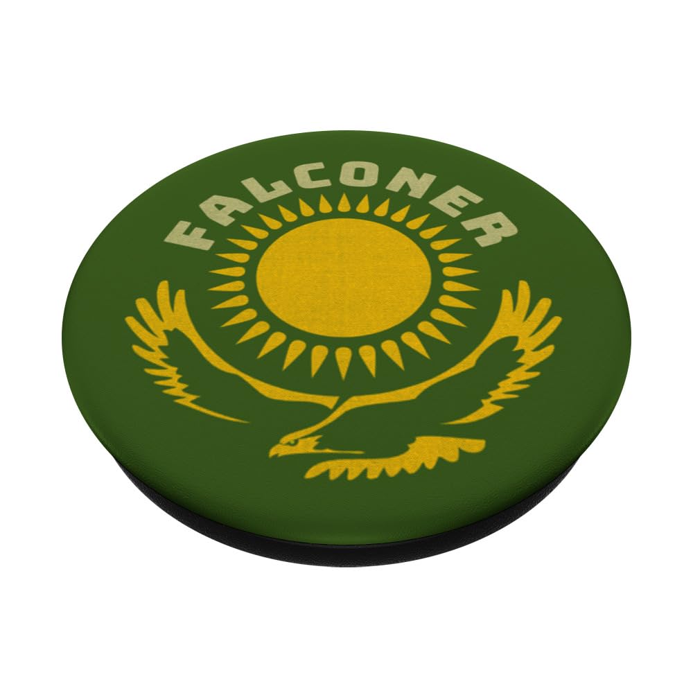 Kazakh Flag Based Falconry Life Design for Falconers PopSockets Swappable PopGrip, Black - Image 2