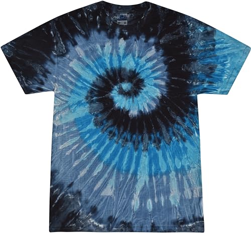 Colortone 100% Cotton Pigment Tie Dye T-Shirt for Women and Men, Large, Evening Sky