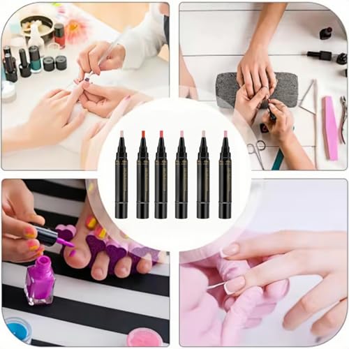 6 Stück 3 In 1 Nagellackstifte,Langhaltendes Gel Nagellack Stift Set,Nagellack Stift,Nagelkunststifte Maniküre Kit,Nail Art Marker,Nail Art Pens für DIY Nagelkunst,Schönheit,Maniküre Werkzeuge