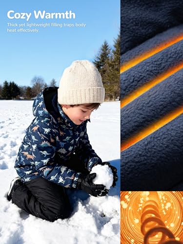 Image of PAMLULU Boys Winter Coats Waterproof Breathable Snowboarding Ski Jackets Fleece Lined Hooded Rain Coat for Kids