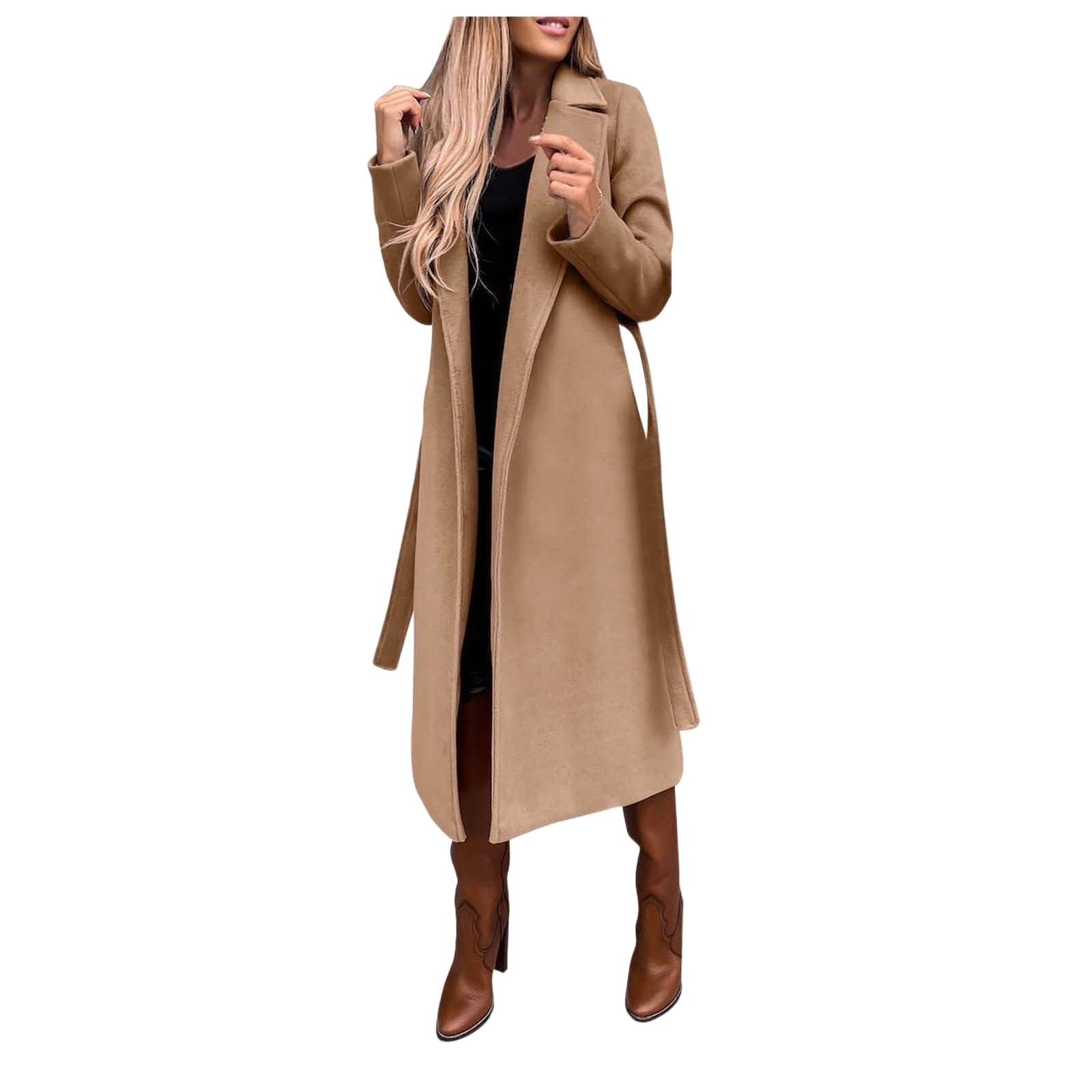 Generico Cappotto Lungo In Lana Da Donna Cappotti Invernali Lunghi Oversize Caldo Trench In Misto Lana Classico Cappotto con Revers A Lancia Elegante Capospalla Da Lavoro