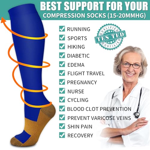 Image of Laite Hebe 3 Pack Medical Compression Sock-Compression Sock For Women and Men Circulation -Best for Running,Nursing,Athletic Sports
