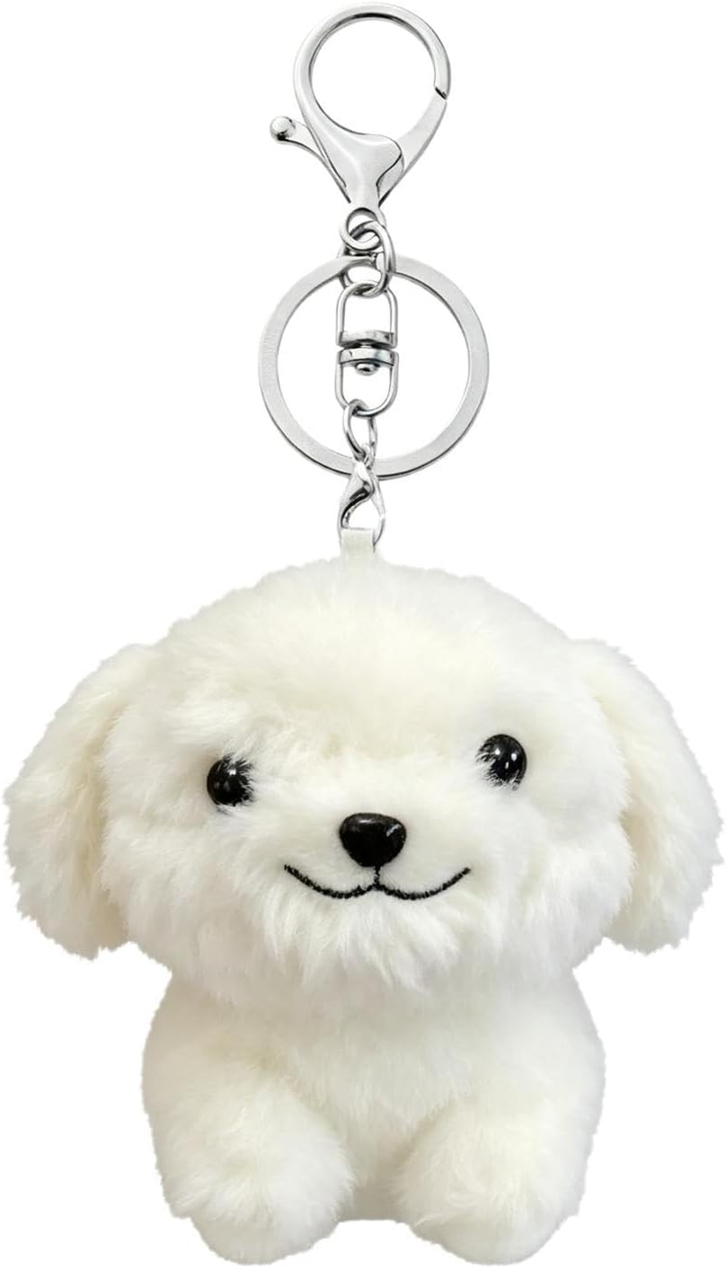 Plush Dog Keychain - Stuffed Animal Pendant, Collectible Bag Charm Decor