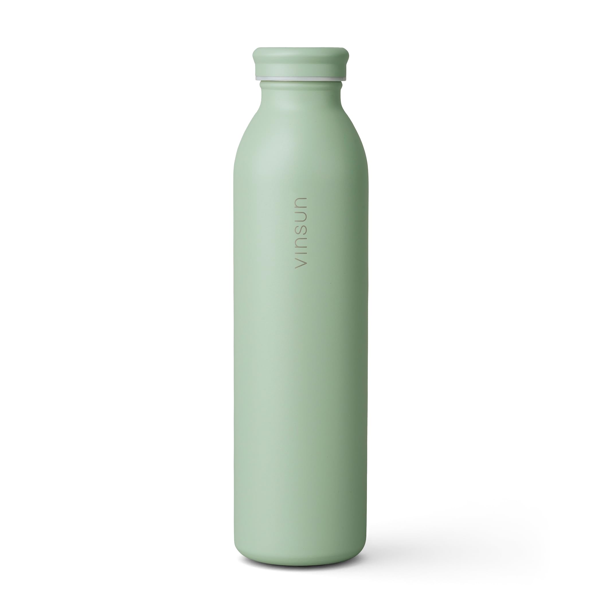 Vinsun Trinkflasche Edelstahl 600ml Grün - auslaufsicher, Kohlensäure geeignet, BPA frei, doppelwandig isoliert - robuste Thermoflasche für Sport, Büro, Reisen, Fitness