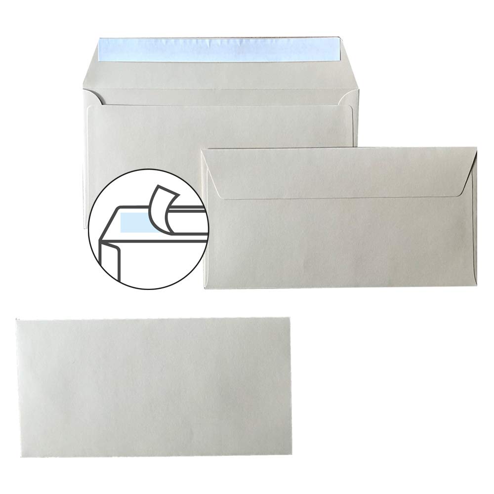 Enveloppes format DIN long, 110 x 220 mm, 120 g, rabat droit avec patte autocollante, idéales pour anniversaire, mariage, invitations, cartes de vœux, Noël 150 x 02 mm Crème