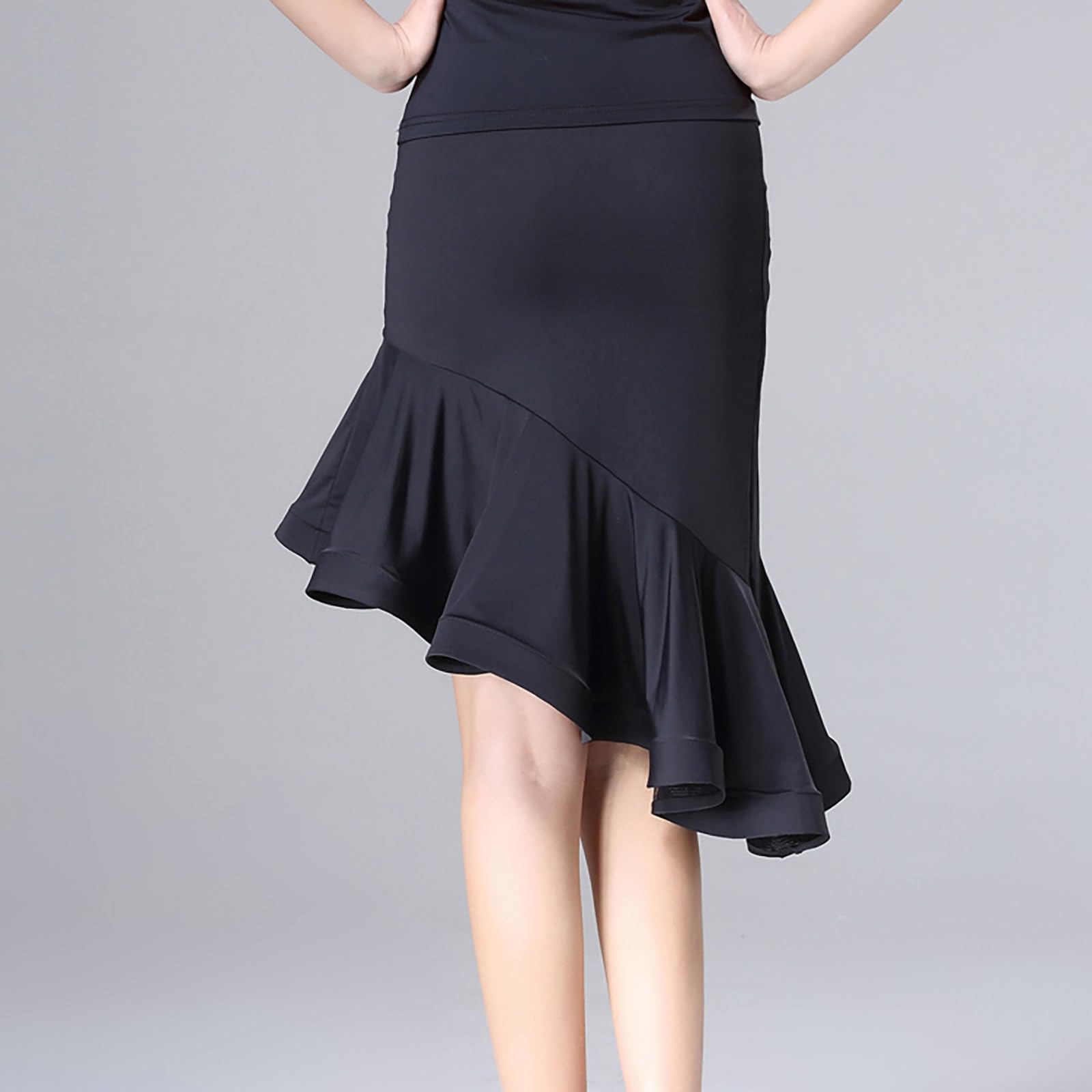 MEECHI Damen Latein Tanzröcke Unregelmäßige Rüschen Latin Dance Skirt Sexy Hohe Taille Schlitz Tanz Rock Für Rumba Samba Tango Jazz, Dancewear Für Training Wettbewerb