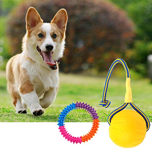 STXMALL Rope Ball Toy Floating Dog Ball On Rope for Reward Fetch Play Dog Chew Toy Ball Dog Throwing Toys Small Size
