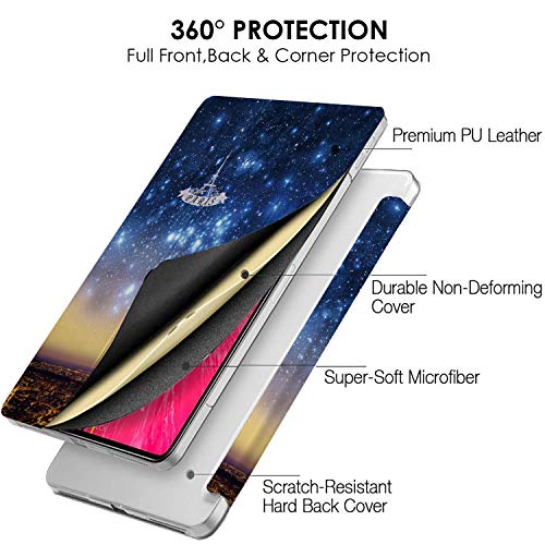 Image of DuraSafe Cases for iPad Pro 12.9 5th 4th Gen [ PRO 12.9 inch 5 4 ] A2378 A2461 A2379 A2462 A2229 A2069 A2232 A2233 Trifold Printed Hard Auto Sleep /Wake PC Translucent Back Cover - Paris Night