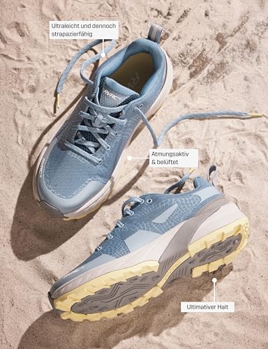 RevolutionRace Daytrek Walking Shoes für Damen, Leichte und Atmungsaktive Wanderschuhe, Black/Grey, 37