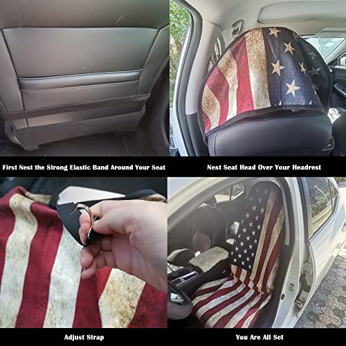 Image of Car Seat Cover Protector Front Seats,for Gym Workout,Running,Swimming,Beach and Hiking,Waterproof Sweat Towel Bucket Seat Covers for Cars SUV Trucks (American Flag, 1Pcs)