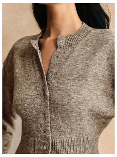 GORGLITTER Women's Button Up Cardigan Sweater 2025 Fall Long Sleeve Crewneck Slim Trendy Knitwear Tops4