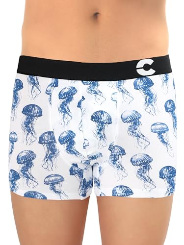 Image of Freecultr Men's Cotton Stretch Printed Trunks | Soft Breathable Innerwear with Stylish Logo Waistband | Comfort Fit Trunks for Everyday Wear