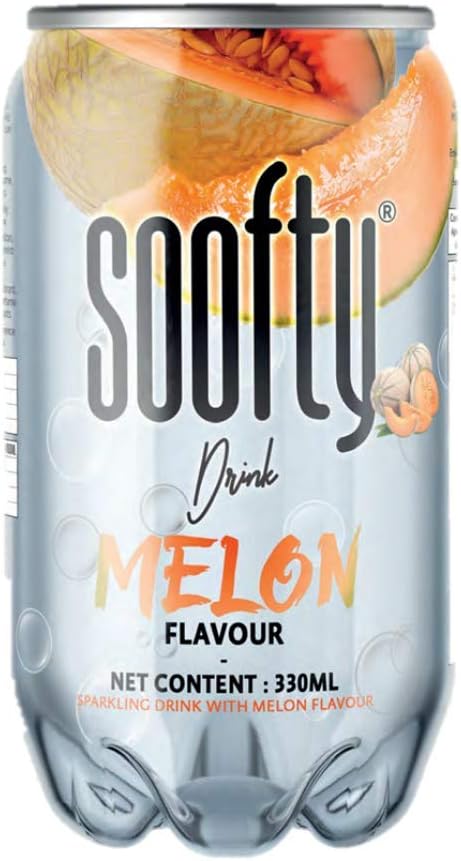 Soofty Sparkling Melon Flavor Drink 330ml – Sweet & Refreshing – Vegan Friendly – Low Calorie – Non-Alcoholic – Ideal for Hydration & Guilt-Free Enjoyment