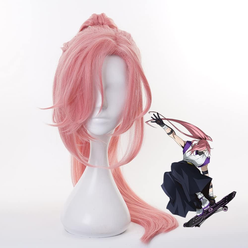 Pink Ponytail Long Straight Cosplay Wig with Bangs Heat Resistan Synthetic Costume Hairs for Women Halloween Cos Anime Party Replacement Wigs - Image 2