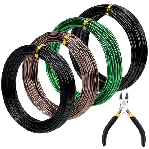 Mardatt Bonsai Training Wire Kit Anodized Aluminum Wire (1mm 1.5mm 2mm 3mm) with Cutter for Bonsai Design