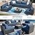 Shintenchi 7 Pieces Outdoor Patio Sectional Sofa Couch, Black Wicker Furniture Conversation Sets with Washable Cushions & Glass Coffee Table for Garden, Poolside, Backyard (Aegean Blue)