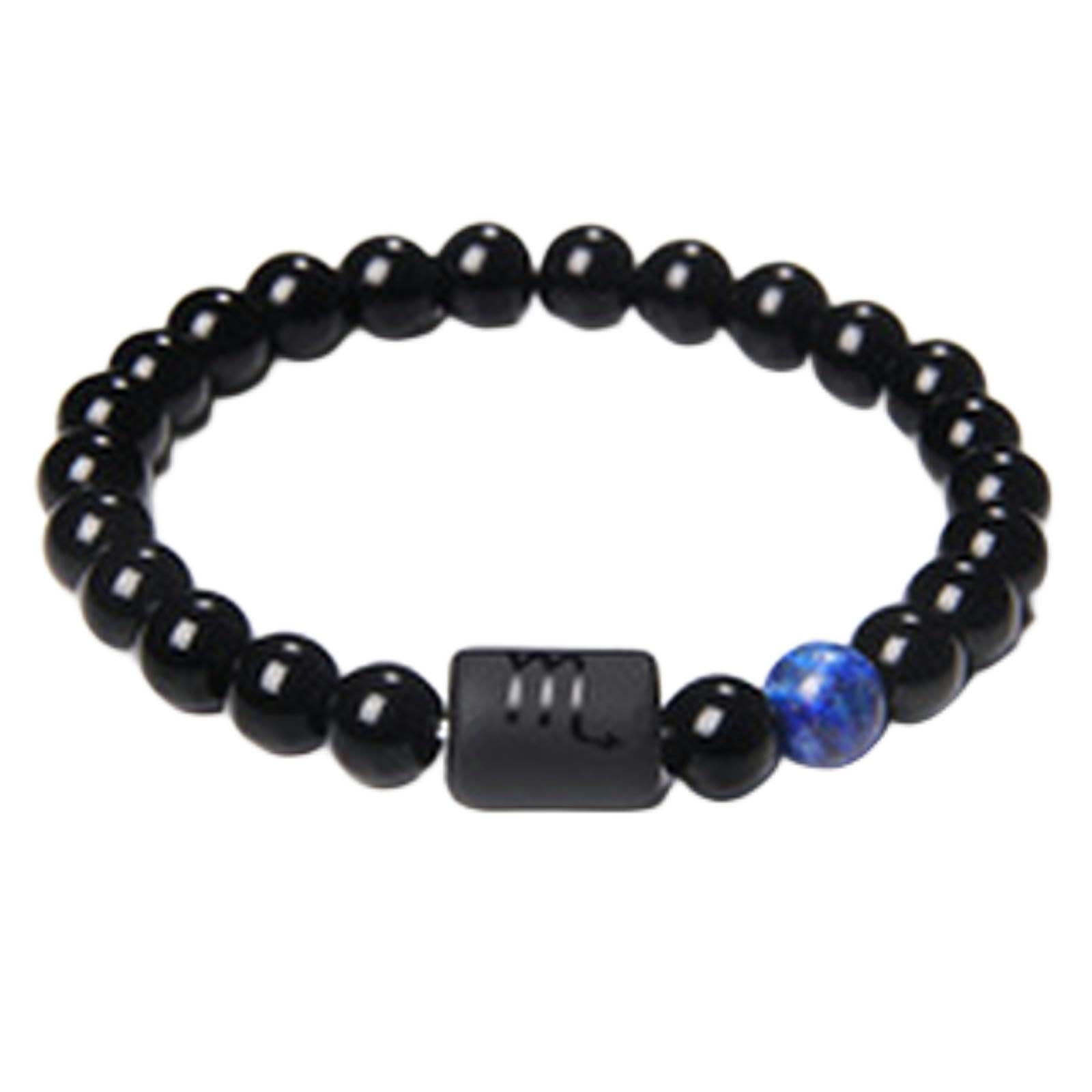 YDYDTTKD Perline in Pietra Naturale Segni Bracciale Amici Coppie Costellazione Bracciale con Perline Elasticizzate per Uomo Donna Regalo Gioielli