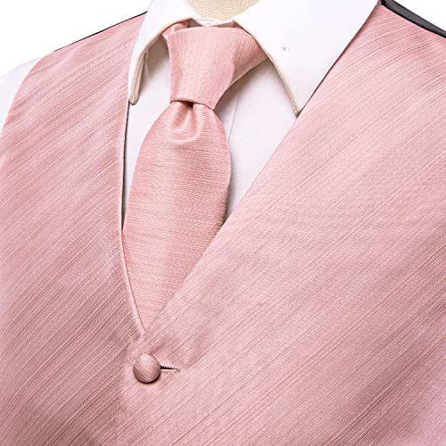 Hi-Tie Men's Silk Vest Bowtie Set Formal Suit Vest Jacquard Tie Handkerchief Cufflinks 5PCS Dress Waistcoats Wedding4