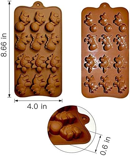 Miniatura 3 de Molde de silicona para chocolate con forma de dinosaurio, 3 unidades, 12 cavidades, antiadherente, reutilizable, gelatina, para galletas, cubitos de