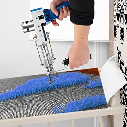 XYEJL 2 in 1 Loop Cut Pile Rug Tufting Gun,Electric Carpet Cut Pile Tufting Gun,Carpet Flocking Machine DIY Tools,Handheld Cut Pile Knitting Machine,for High Speed Tufting Weaving Movement,blue-110V