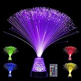 Playlearn Fiber Optic Lamp Color Changing Crystal Base - 4 Colours - 13 inch Mood Novelty Lamp (with Remote)