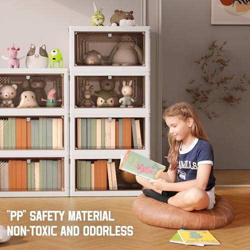 Aheonlar 4 Tier Plastic Storage Bins With Drawers - Foldable Stackable Storage Bins With Lids - Closet Craft Organizers And Storage thumb #2