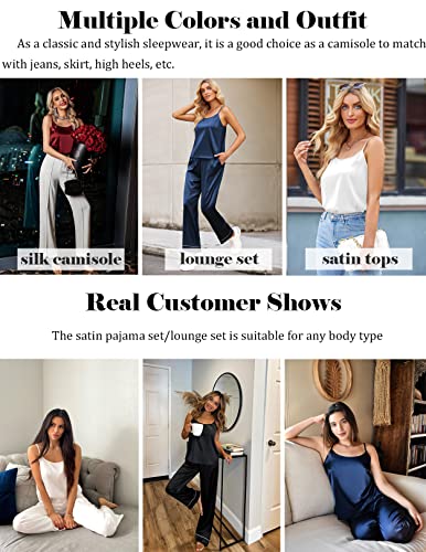 Ekouaer Silk Pajama For Women Summer Cami Set With Pants Soft Satin Sleepwear Sexy Plus Size Pjs Set(Black,Xl) #TOP5