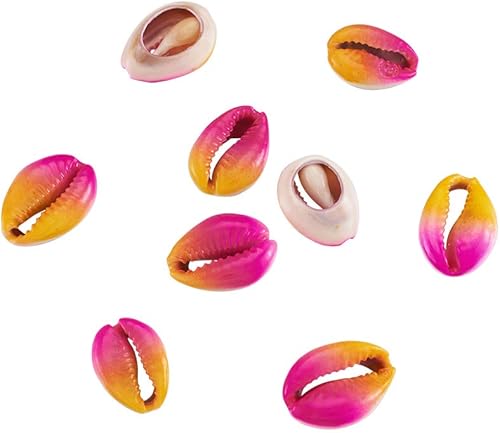 Vista 21 de Cheriswelry 10 cuentas de concha de cauri impresas con estrellas de mar sin perforar, dijes de conchas de océano, verano, playa, cuentas Estrella