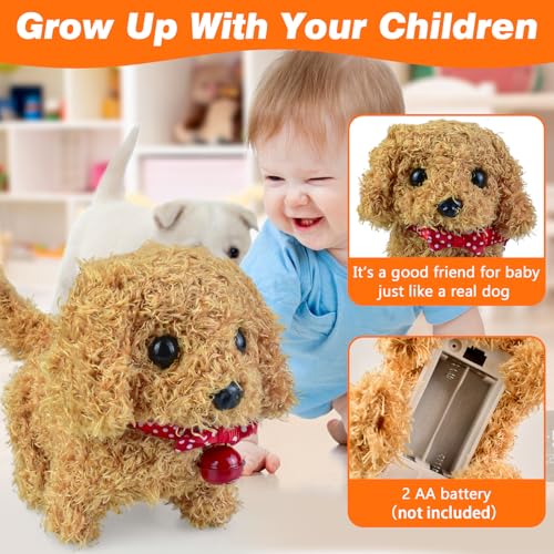TLYYUKP Hund Spielzeug Kinder Toy Dog with Walking, Barking, Tail Brush, Spielzeug Hund Laufender HundSpielzeug für Kinder Hund mit Leine der SpielzeugHund der Läuft und Bellt Geschenk
